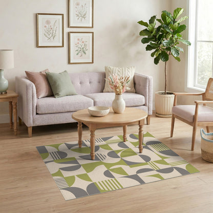 Green Geometric Area Rug