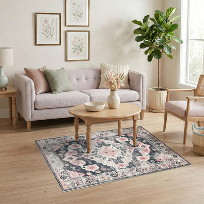 Pink Distressed Vintage Pink Area Rug