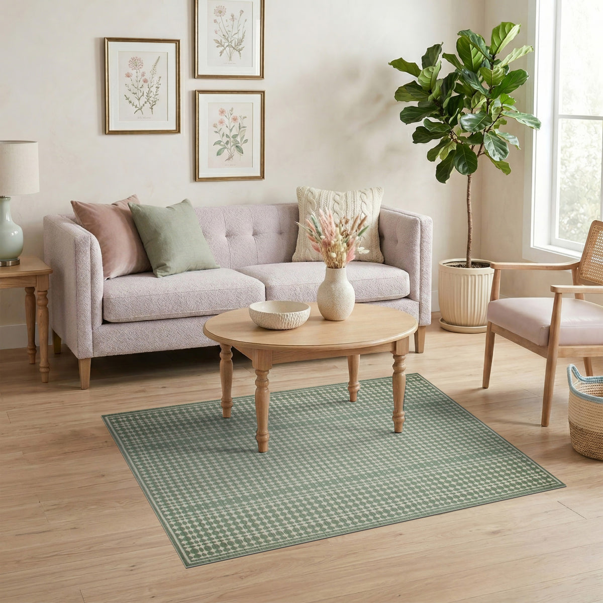 Green Geometric Modern Green Geometric Circle Area Rug