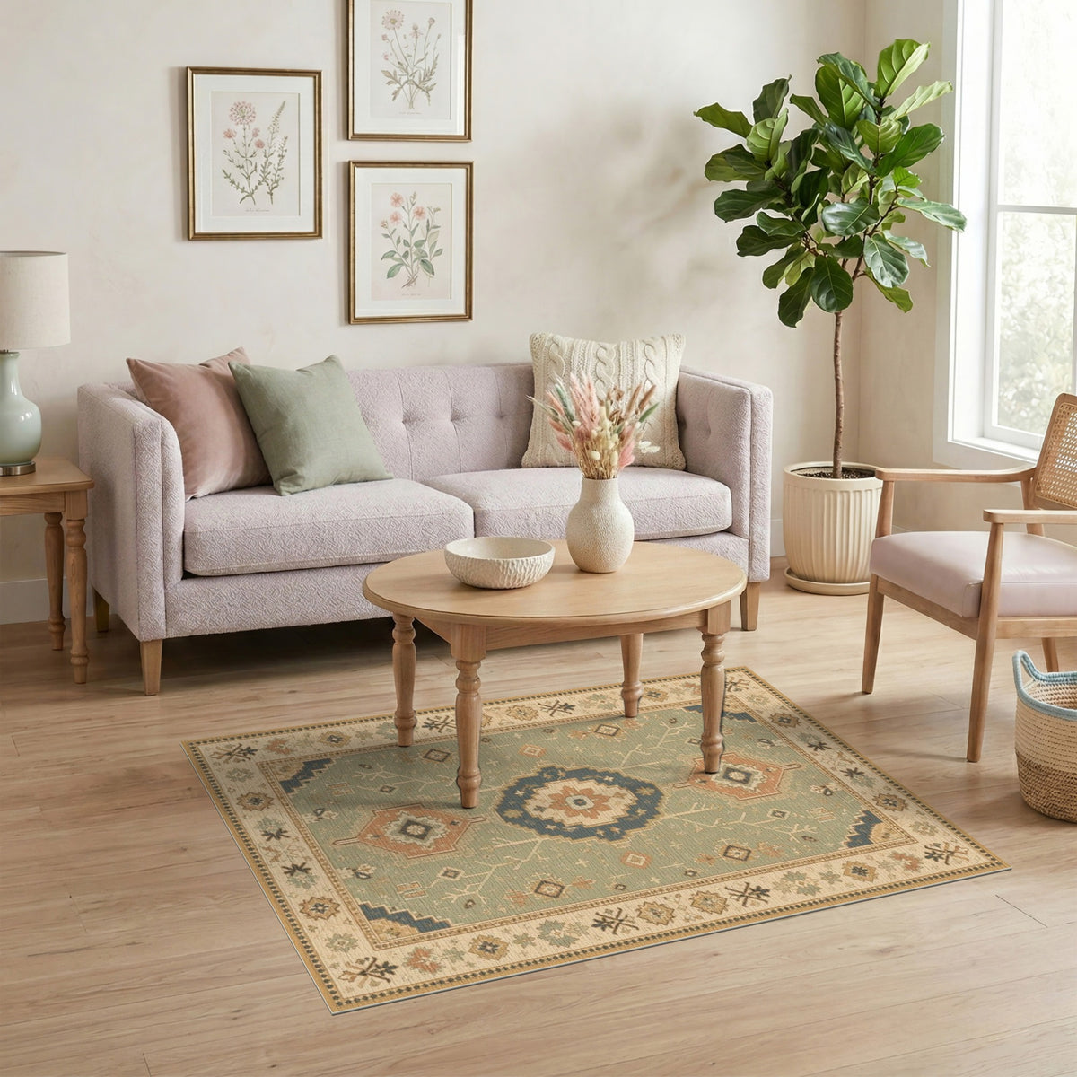 Blue Teal Heritage Medallion Area Rug