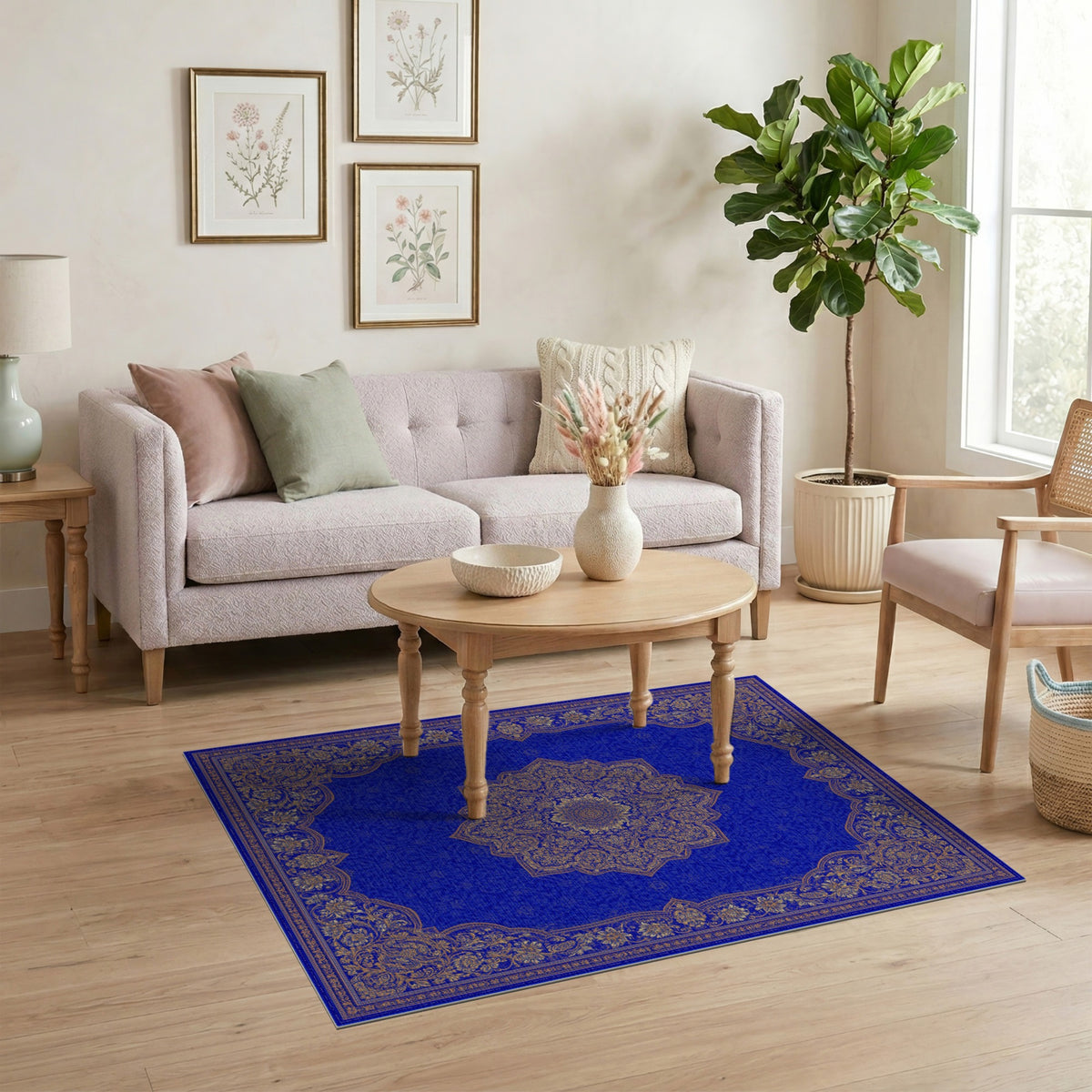 Traditional Persian Blue Gold Traditional Persian Area Rug