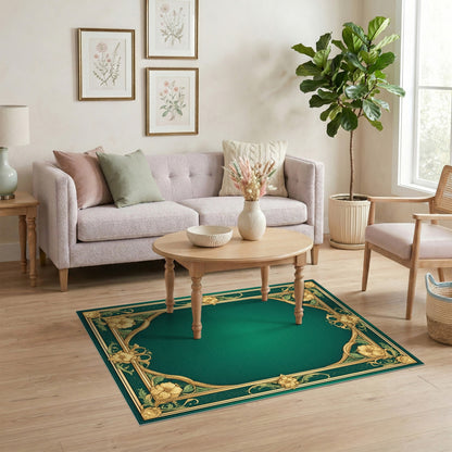 Emerald Green Floral Vintage Area Rug
