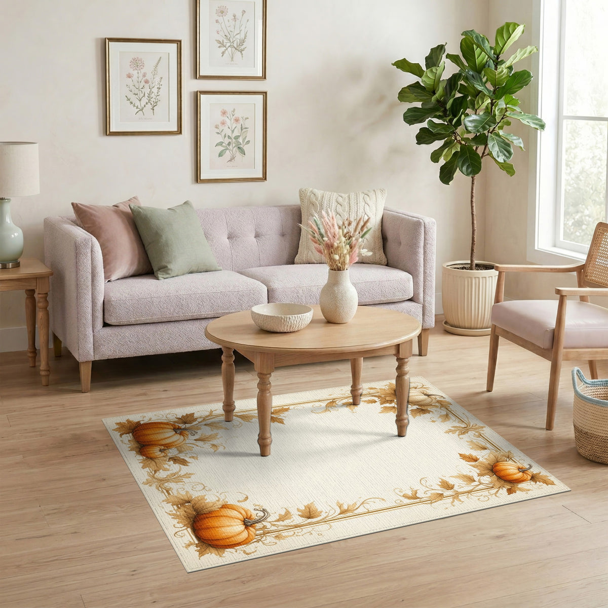 Autumn Pumpkin Frame Washable Area Rug