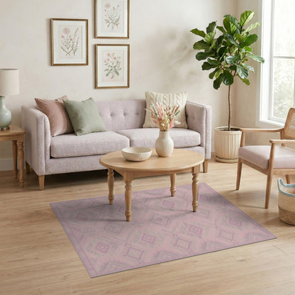 Pink Heritage Tribal Diamond Area Rug