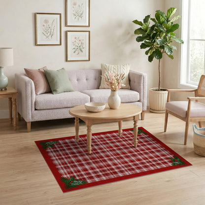 Red Plaid Holly Area Rug