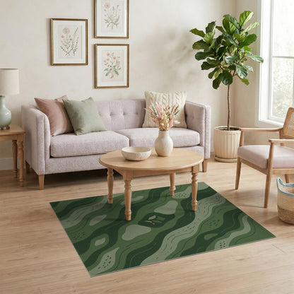 Green Abstract Area Green Wave Abstract Area Rug
