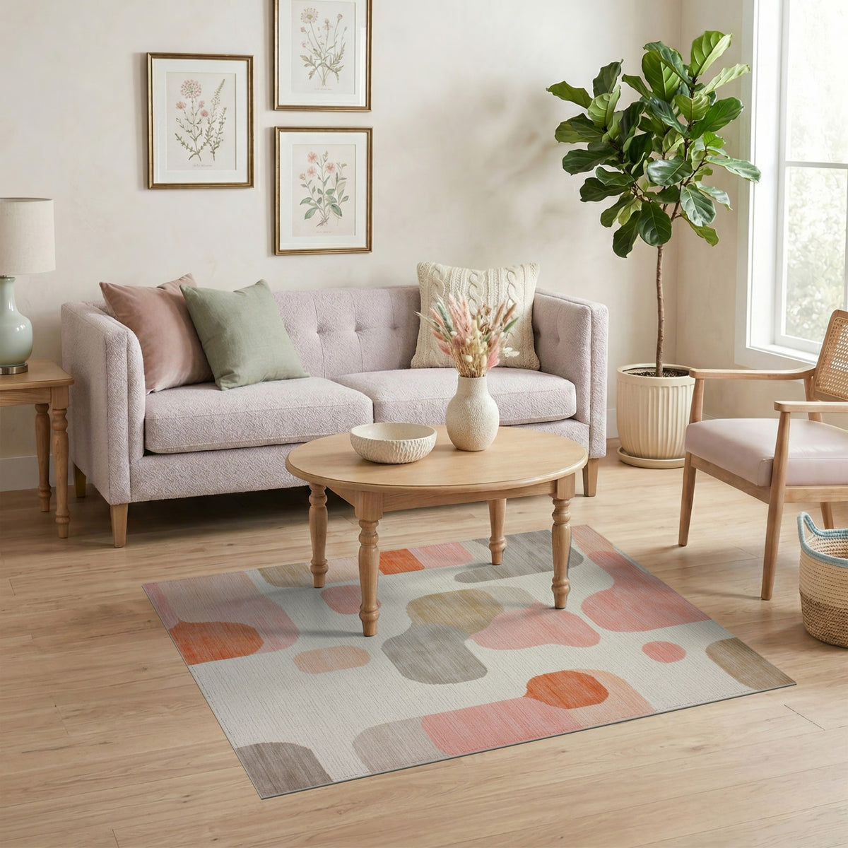 Pink Organic Abstract Area Rug