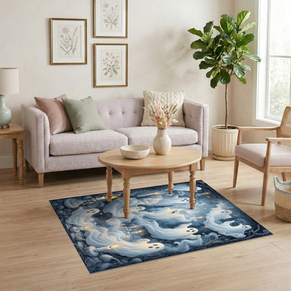 Ghostly Candlelight Spirits Washable Area Rug