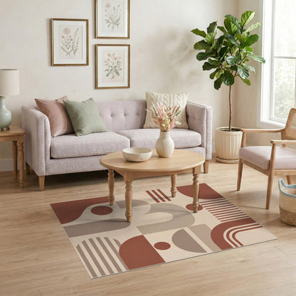 Geometric Brown Arch Area Rug