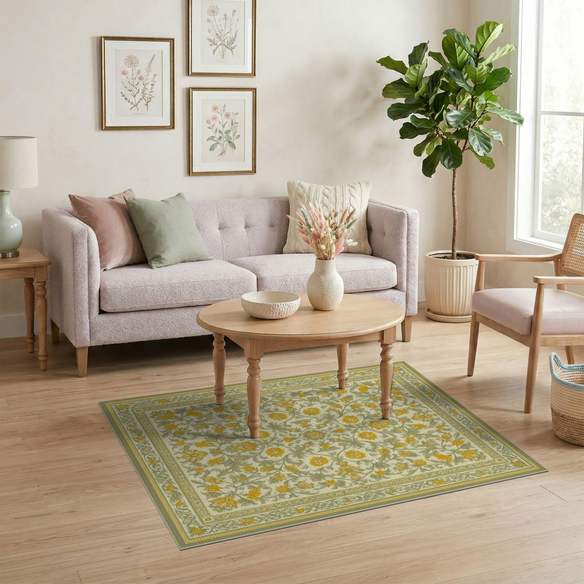 Yellow Floral Vintage No. 22 Area Rug