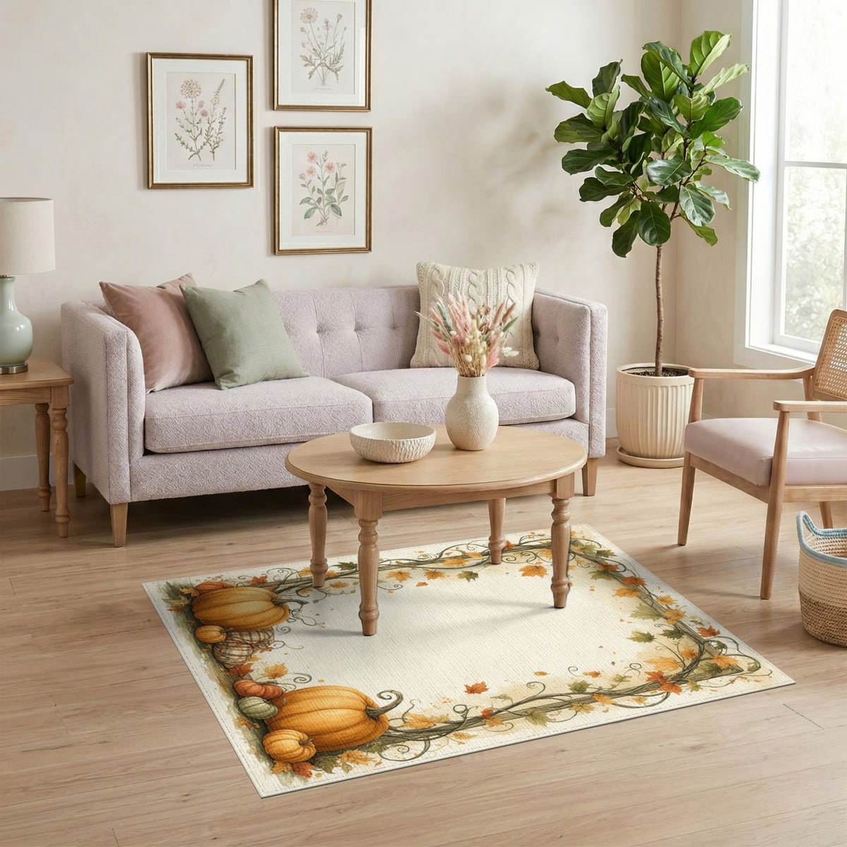Orange Autumn Pumpkin Harvest Orange Area Rug