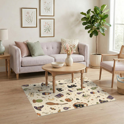 Halloween Ghost Cat Kids Cartoon Washable Area Rug