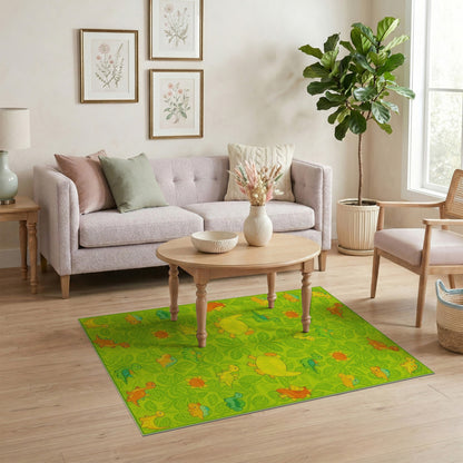 Green Dinosaur Kids Cartoon Washable Area Rug