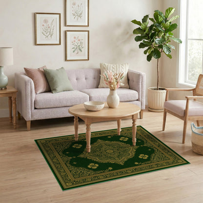 Green Gold Ornate Persian Area Rug