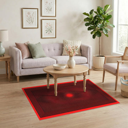 Geometric Modern Red Vortex Geometric Area Rug