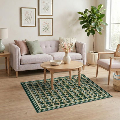 Green Bunny Lattice Area Rug