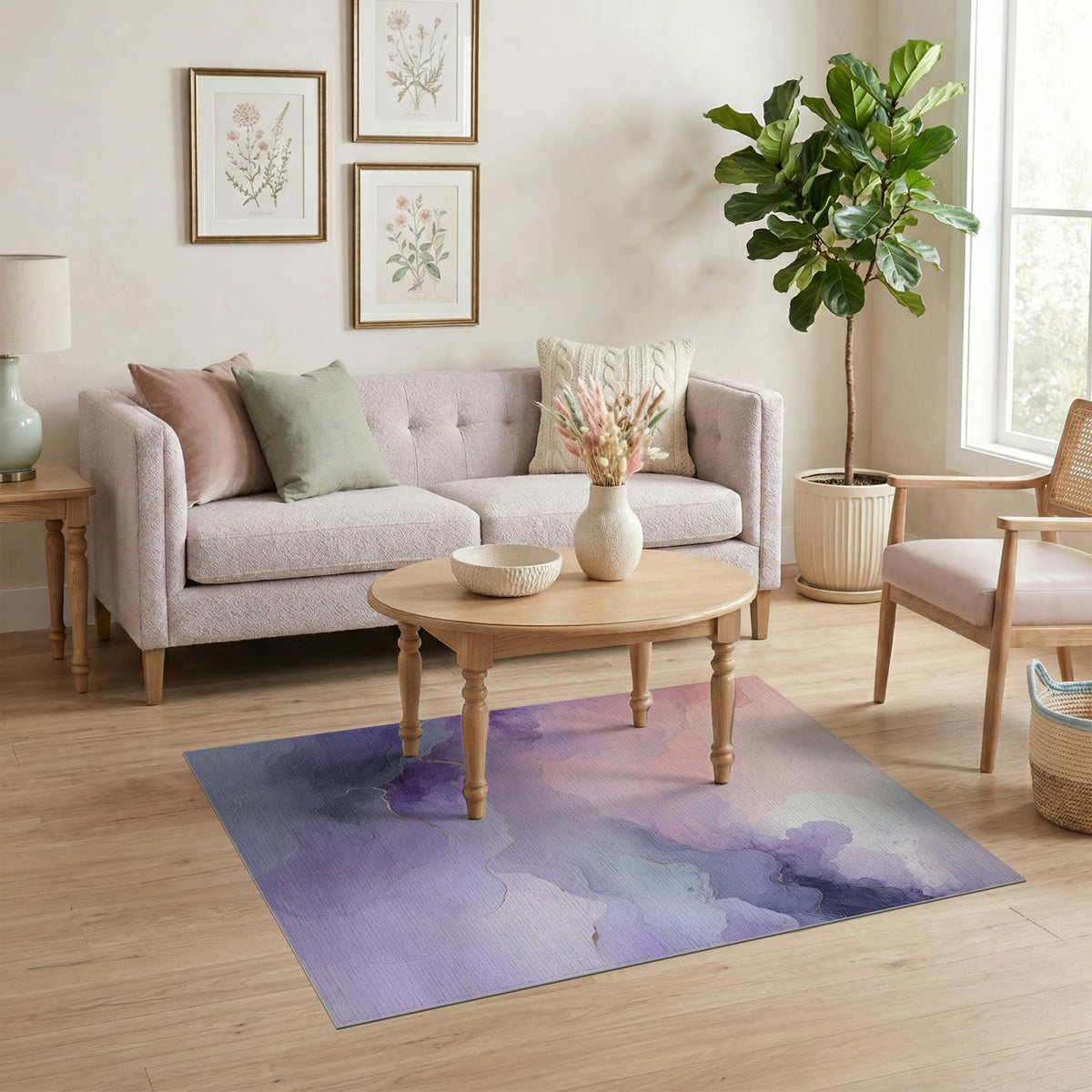 Purple Abstract Cloud Area Rug