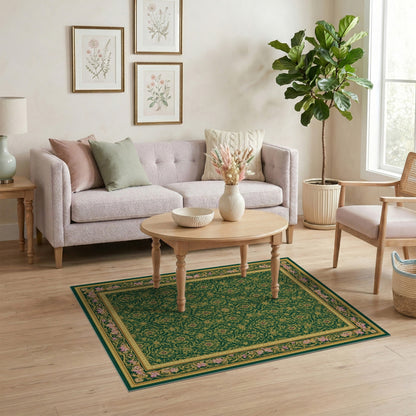 Green Gold Persian Floral Area Rug
