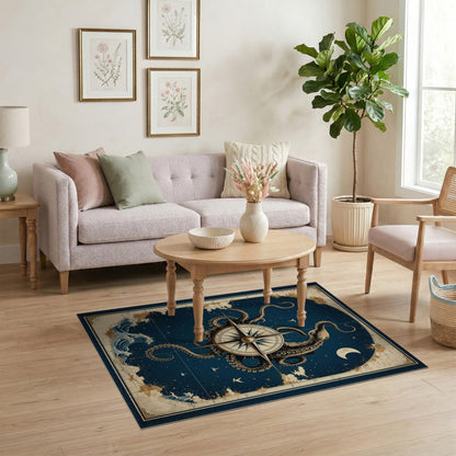 Octopus Compass Vintage Area Rug