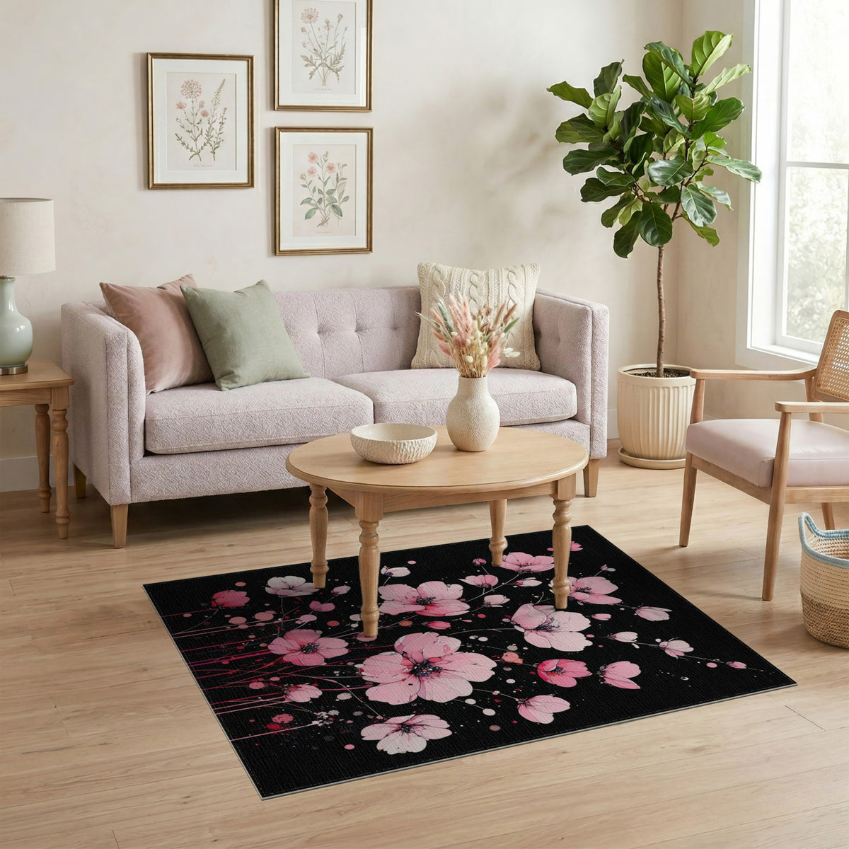 Pink Floral Vintage Washable No. 21 Area Rug