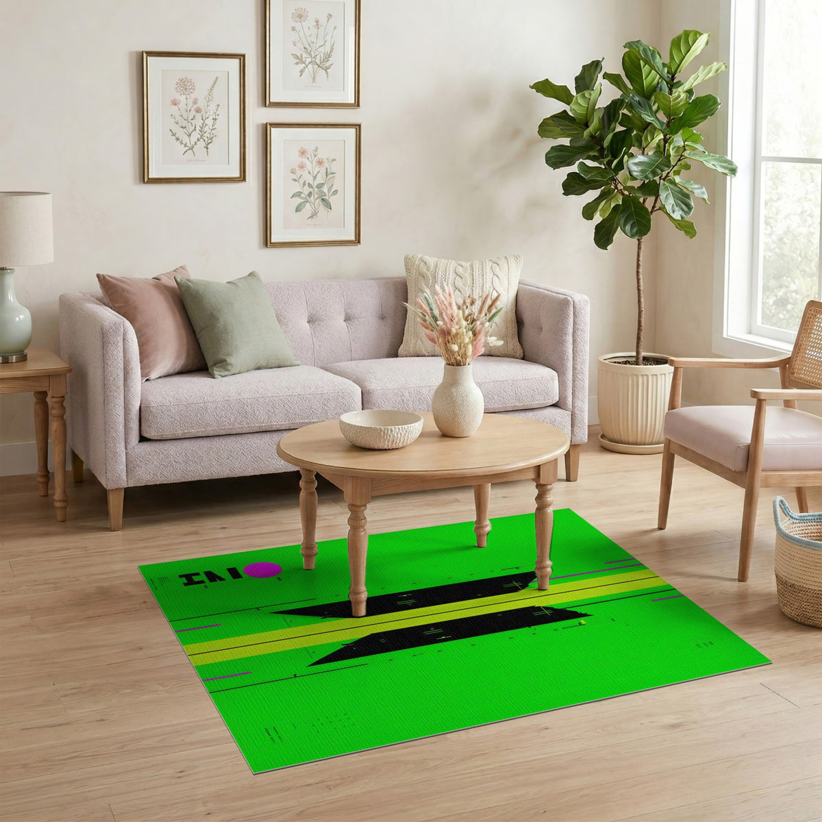 Green Bold Green Geometric Area Rug