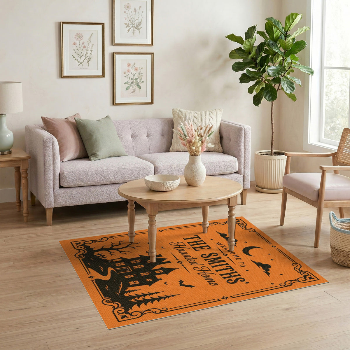 Orange The Smiths' Haunted Home Orange Halloween Rug
