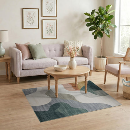 Fluid Wave Abstract Area Rug
