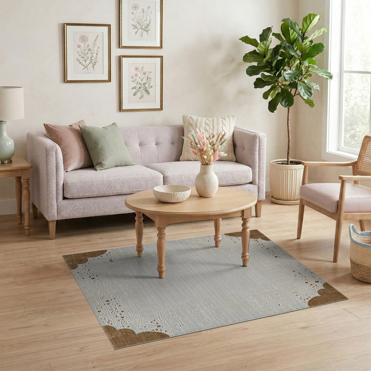Brown Abstract Dot Area Rug