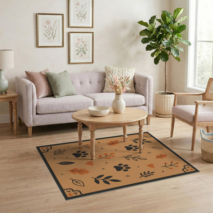 Rustic Paw Print Leaf Area Rug
