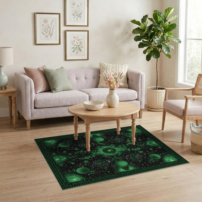 Green Celestial Orbit Area Rug