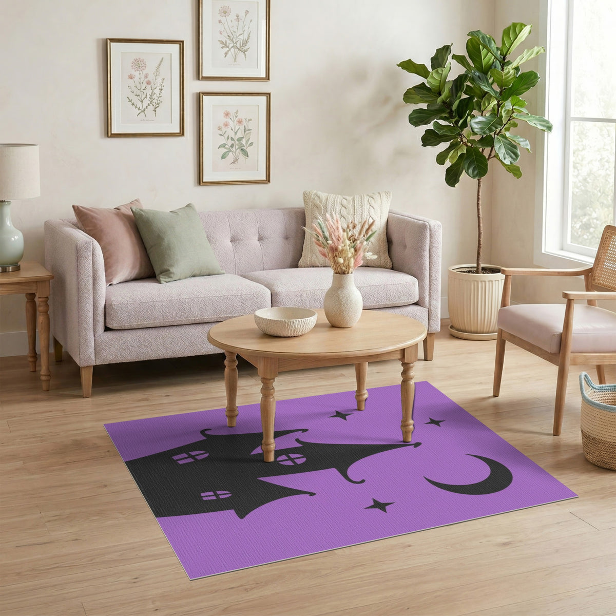 Purple Haunted Castle Kids Rug