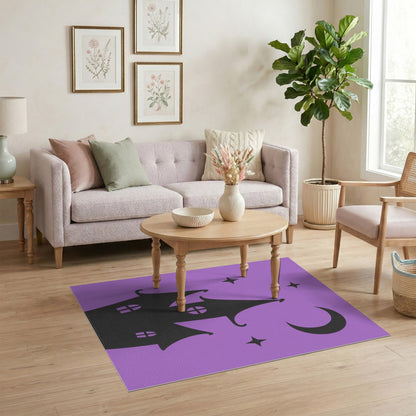 Purple Haunted Castle Kids Rug