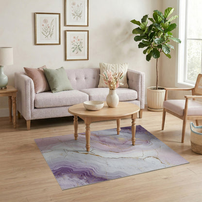 Purple Gold Marble Abstract Area Rug