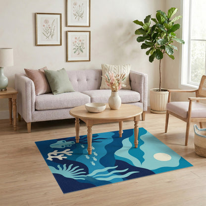 Ocean Waves Coral Reef Area Rug