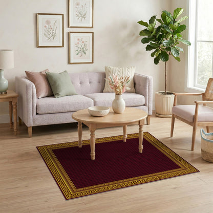 Geometric Modern Red Greek Key Geometric Area Rug