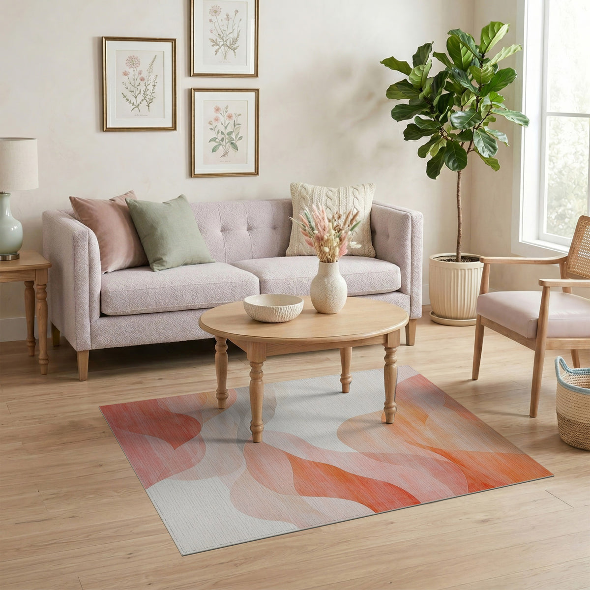 Abstract Area Wave Orange Wave Abstract Area Rug