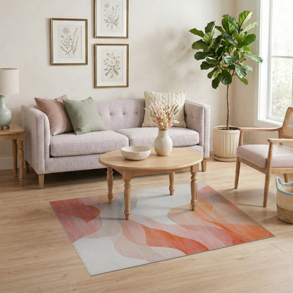Abstract Area Wave Orange Wave Abstract Area Rug