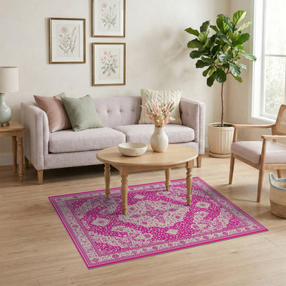 Pink Traditional Persian Pink Traditional Persian Area Rug