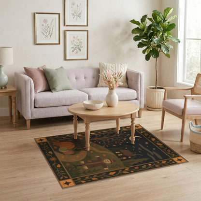 Autumn Scarecrow Washable Area Rug