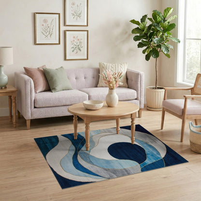 Blue Abstract Swirl Area Rug