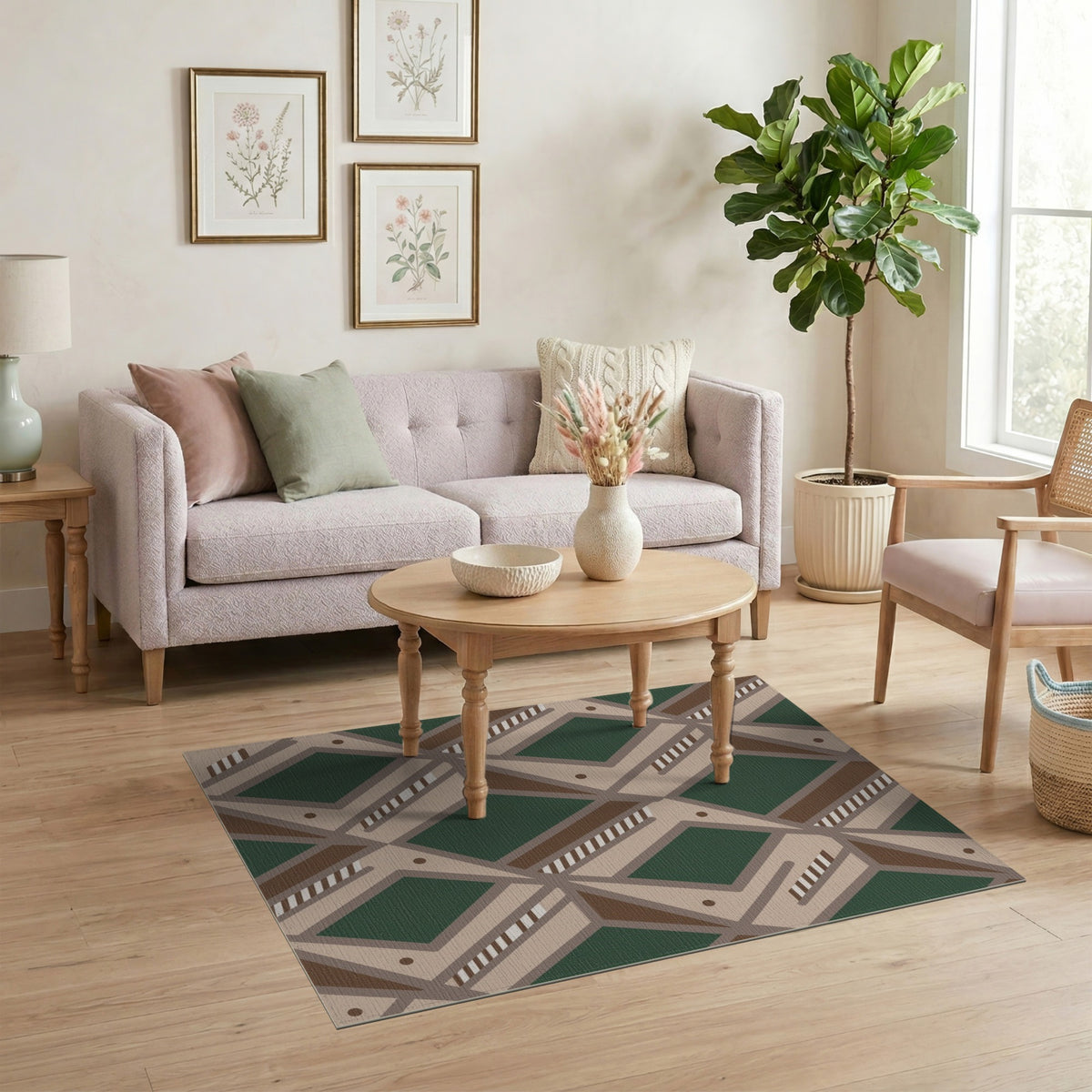 Geometric Lattice Diamond Area Rug