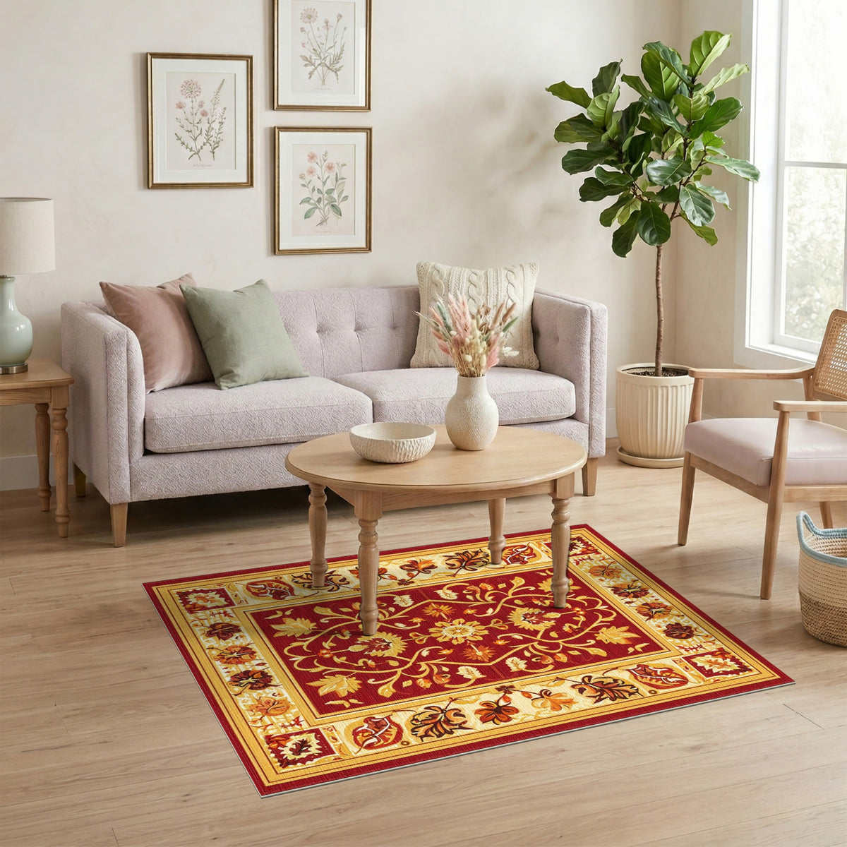 Red Floral Medallion Traditional Persian Area Rug