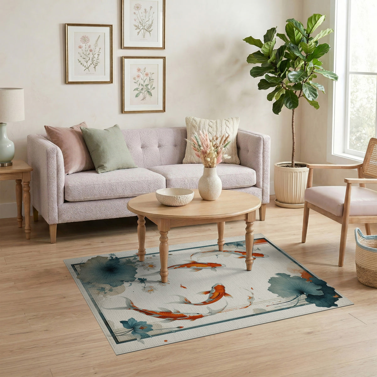 Koi Fish Lotus Area Rug