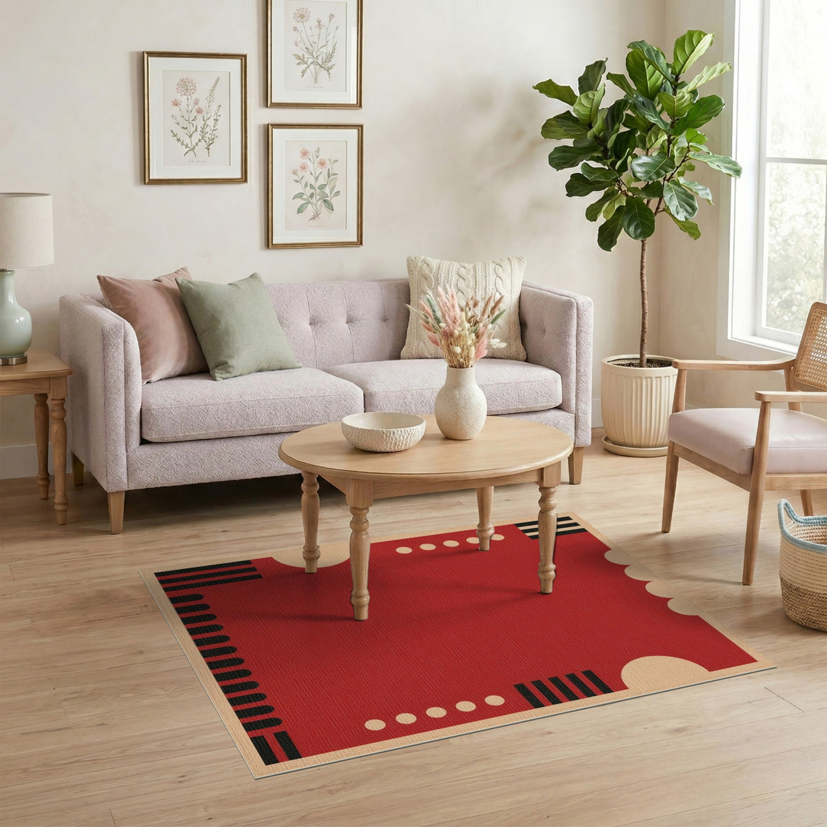 Bold Red Geometric No. 5 Area Rug