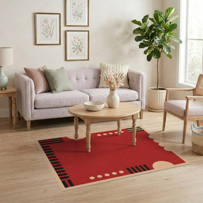 Bold Red Geometric No. 5 Area Rug