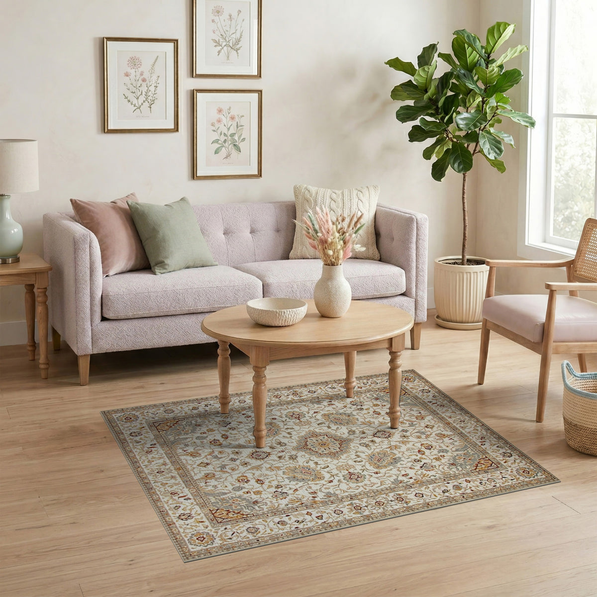 Floral Medallion Beige Persian Floral Medallion Area Rug
