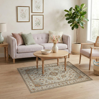 Floral Medallion Beige Persian Floral Medallion Area Rug