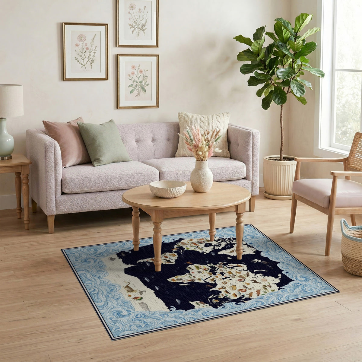 World Wildlife Map Area Rug