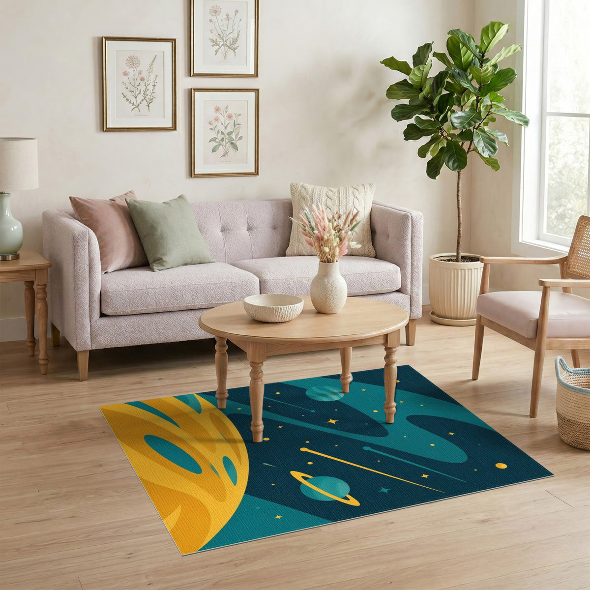 Cosmic Planets Washable Area Rug