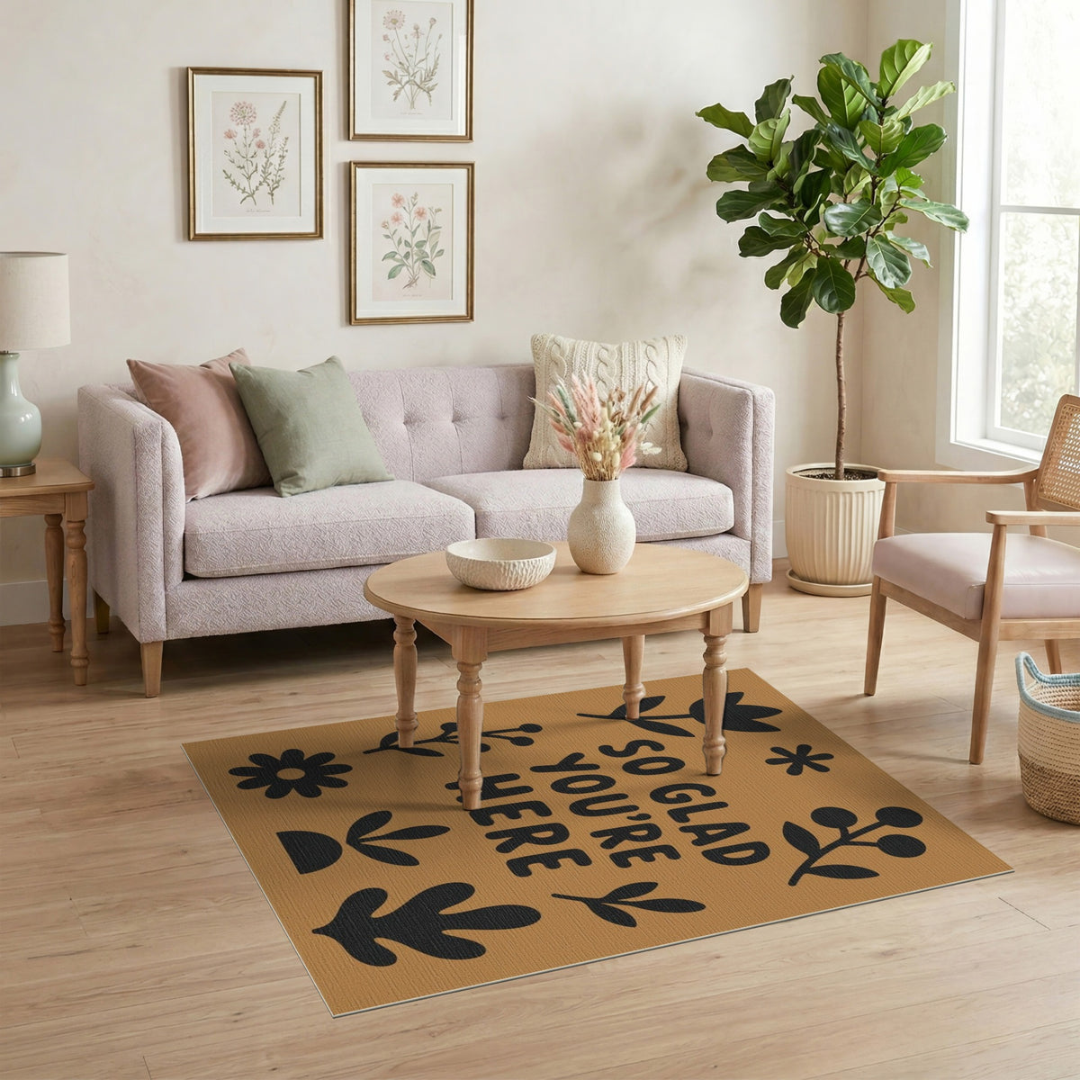 So Glad You're Here Brown Boho Rug